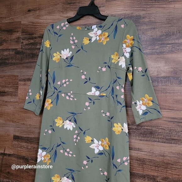 Old Navy Floral Sheath Dress L P Olive Gardencore Countrycore Fairycore Boho - Picture 2 of 12